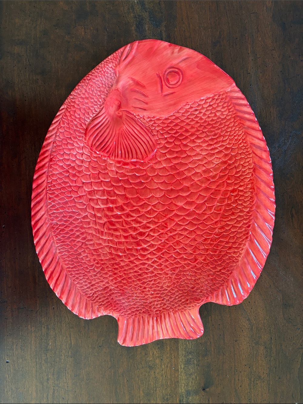 Baum Brothers LG Red Fish-Shaped Serving Platter